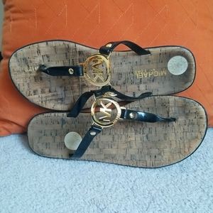 MK Black Charm Jelly Thong cork Sandals